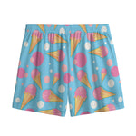Pink Ice Cream Pattern Print Mesh Shorts