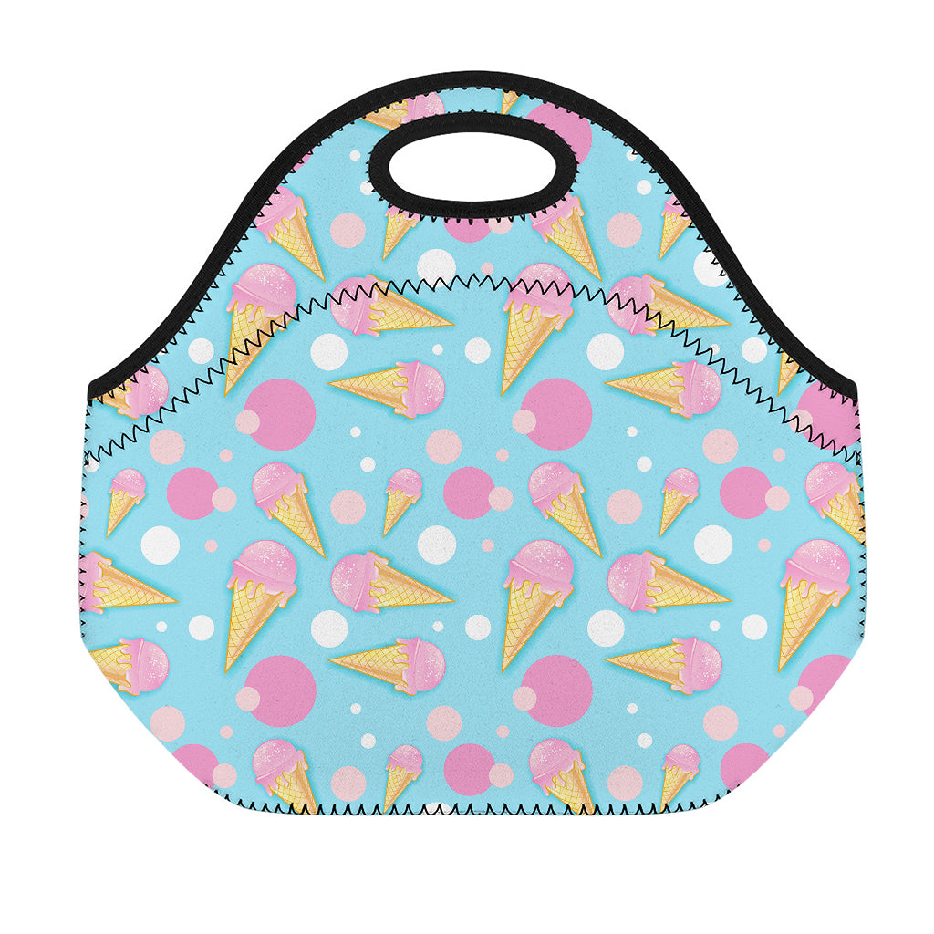 Pink Ice Cream Pattern Print Neoprene Lunch Bag