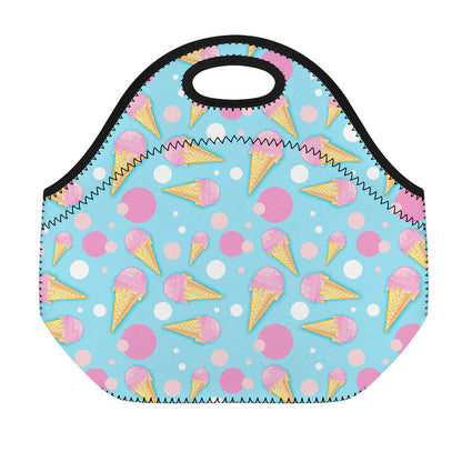 Pink Ice Cream Pattern Print Neoprene Lunch Bag