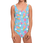 Pink Ice Cream Pattern Print One Piece Swimsuit