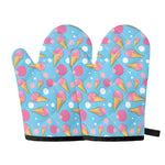 Pink Ice Cream Pattern Print Oven Mitts