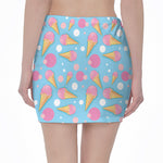 Pink Ice Cream Pattern Print Pencil Mini Skirt