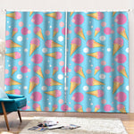 Pink Ice Cream Pattern Print Pencil Pleat Curtains