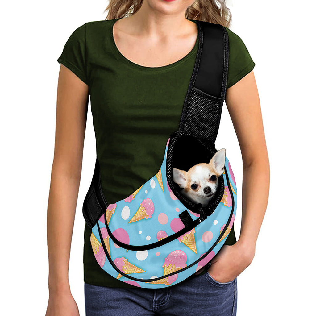 Pink Ice Cream Pattern Print Pet Sling Carrier