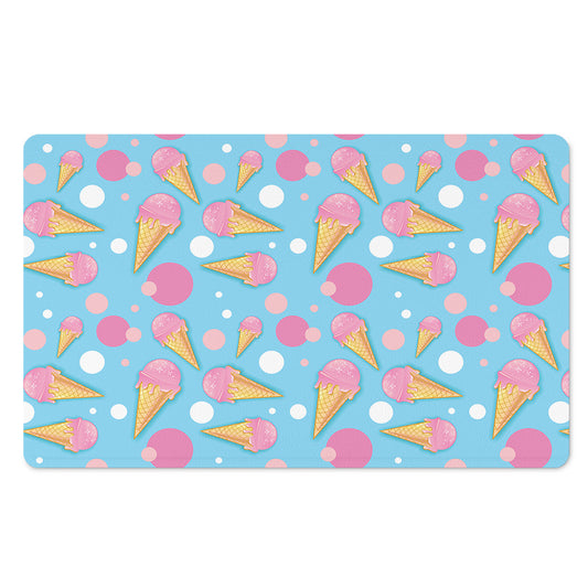 Pink Ice Cream Pattern Print Polyester Doormat