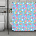 Pink Ice Cream Pattern Print Polyester Shower Curtain