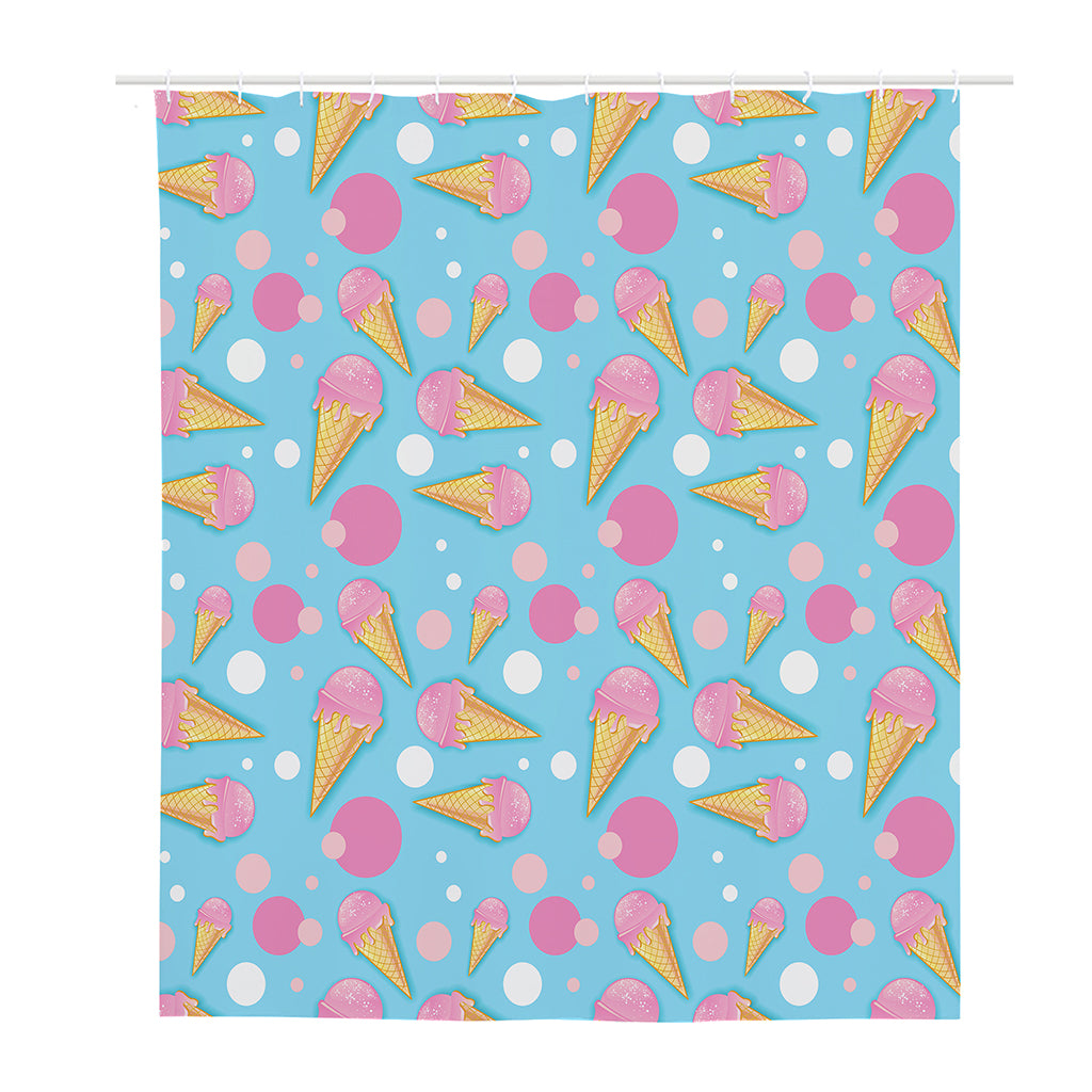 Pink Ice Cream Pattern Print Polyester Shower Curtain