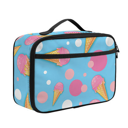 Pink Ice Cream Pattern Print Portable Lunch Bag