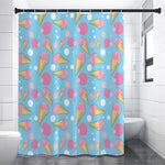 Pink Ice Cream Pattern Print Premium Shower Curtain