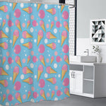 Pink Ice Cream Pattern Print Premium Shower Curtain