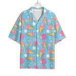 Pink Ice Cream Pattern Print Rayon Hawaiian Shirt
