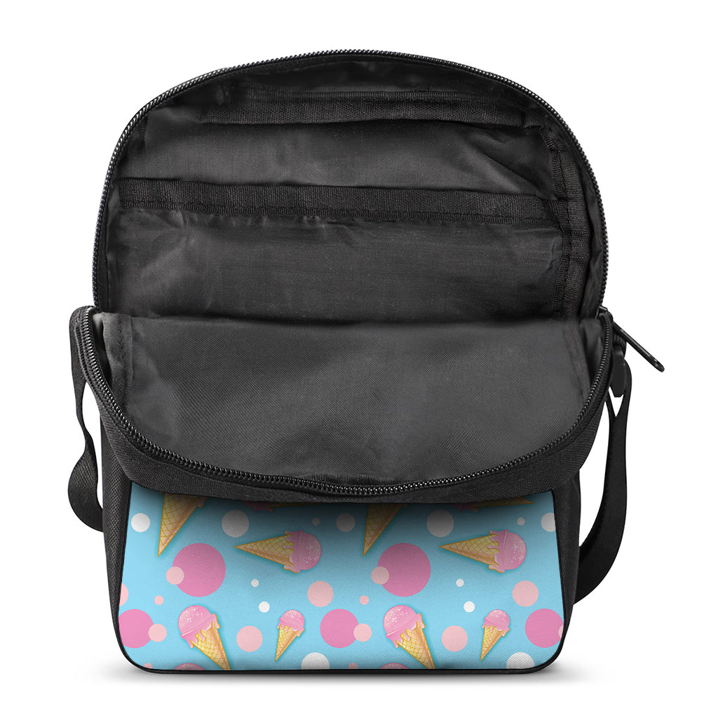 Pink Ice Cream Pattern Print Rectangular Crossbody Bag