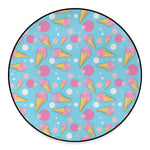 Pink Ice Cream Pattern Print Round Floor Mat