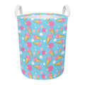 Pink Ice Cream Pattern Print Round Laundry Basket