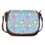 Pink Ice Cream Pattern Print Saddle Bag