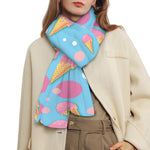 Pink Ice Cream Pattern Print Scarf
