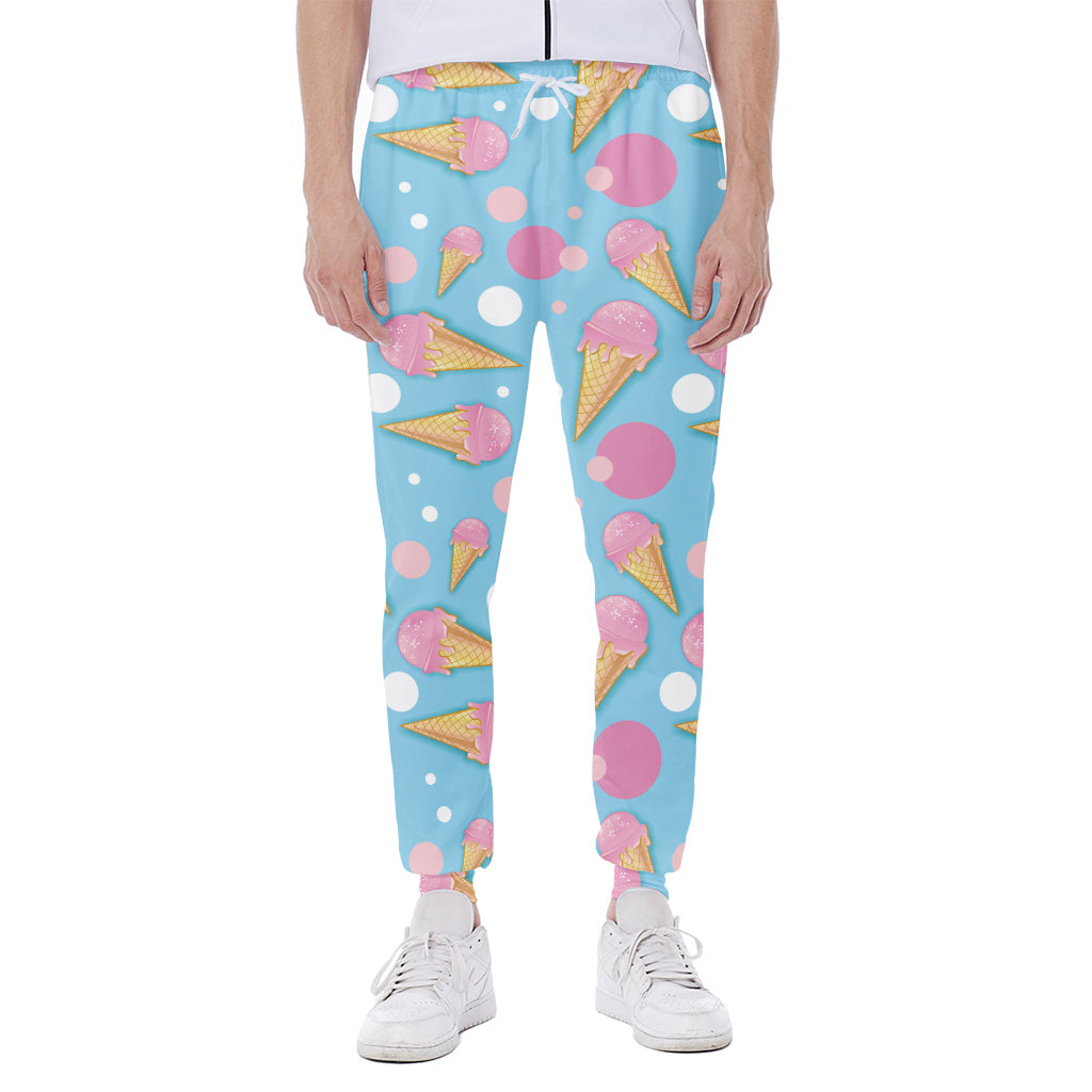 Pink Ice Cream Pattern Print Scuba Joggers