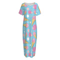 Pink Ice Cream Pattern Print Short Sleeve Long Nightdress