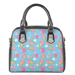 Pink Ice Cream Pattern Print Shoulder Handbag