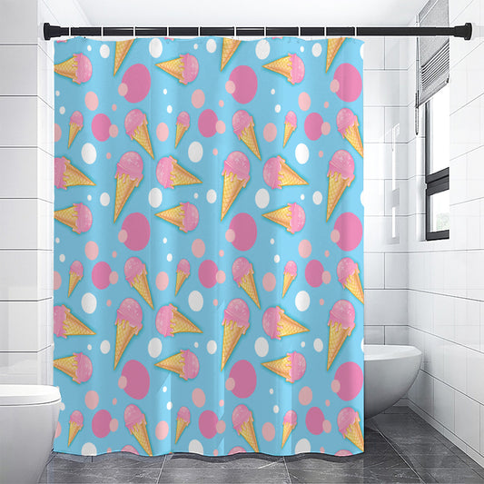 Pink Ice Cream Pattern Print Shower Curtain