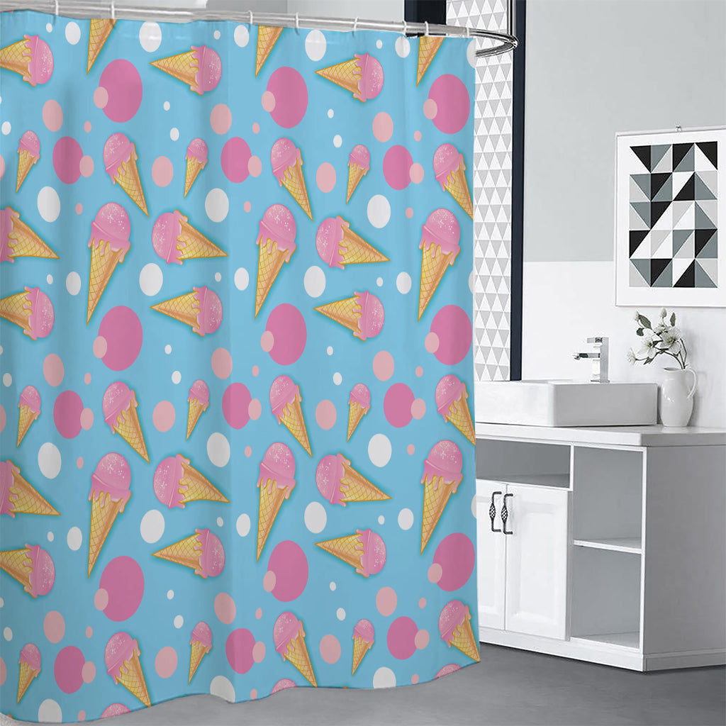 Pink Ice Cream Pattern Print Shower Curtain