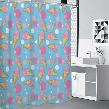 Pink Ice Cream Pattern Print Shower Curtain