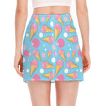 Pink Ice Cream Pattern Print Side Slit Mini Skirt