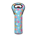 Pink Ice Cream Pattern Print Single Neoprene Wine Tote