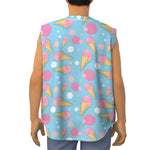 Pink Ice Cream Pattern Print Sleeveless Baseball Jersey