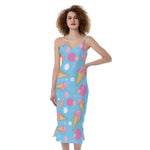 Pink Ice Cream Pattern Print Slim Fit Midi Cami Dress
