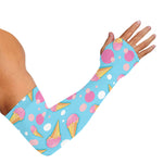 Pink Ice Cream Pattern Print Sun Protection Arm Sleeves