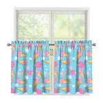 Pink Ice Cream Pattern Print Tier Curtains