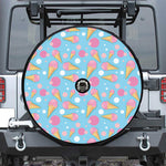 Pink Ice Cream Pattern Print Tire Cover With Camera Hole