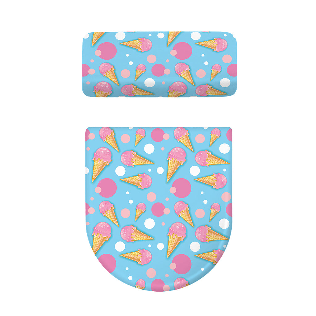 Pink Ice Cream Pattern Print Toilet Lid And Tank Cover Set
