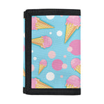Pink Ice Cream Pattern Print Trifold Wallet