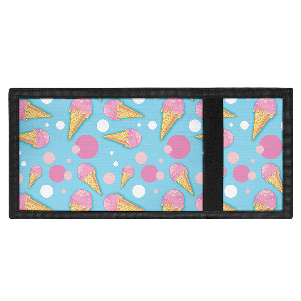Pink Ice Cream Pattern Print Trifold Wallet