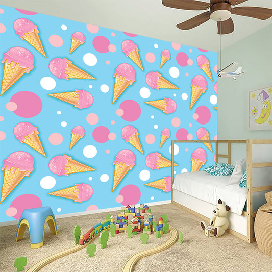 Pink Ice Cream Pattern Print Wall Sticker