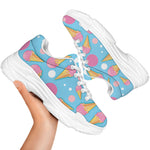 Pink Ice Cream Pattern Print White Chunky Shoes