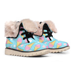 Pink Ice Cream Pattern Print Winter Boots