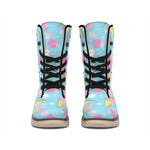 Pink Ice Cream Pattern Print Winter Boots