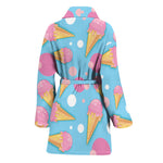 Pink Ice Cream Pattern Print Women's Bathrobe