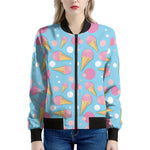 Pink Ice Cream Pattern Print Women's Bomber Jacket