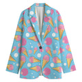 Pink Ice Cream Pattern Print Women's Cotton Blazer