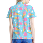 Pink Ice Cream Pattern Print Women's Polo Shirt