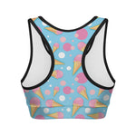 Pink Ice Cream Pattern Print Women's Sports Bra