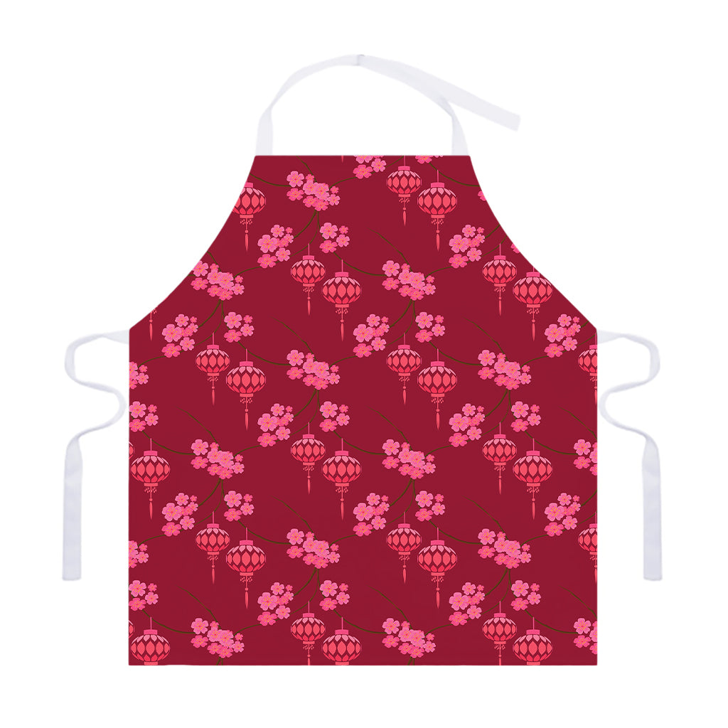 Pink Japanese Lantern Pattern Print Adjustable Apron