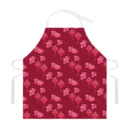 Pink Japanese Lantern Pattern Print Adjustable Apron