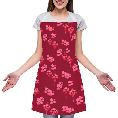 Pink Japanese Lantern Pattern Print Adjustable Apron