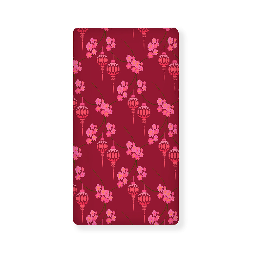 Pink Japanese Lantern Pattern Print Baby Crib Sheet