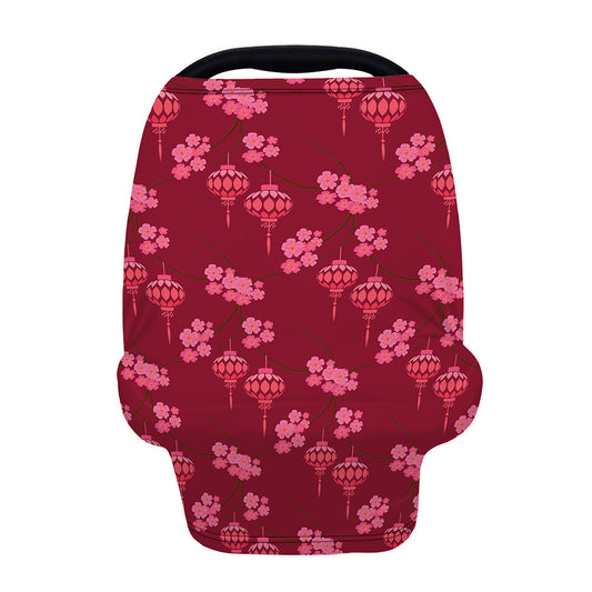 Pink Japanese Lantern Pattern Print Baby Seat Cover